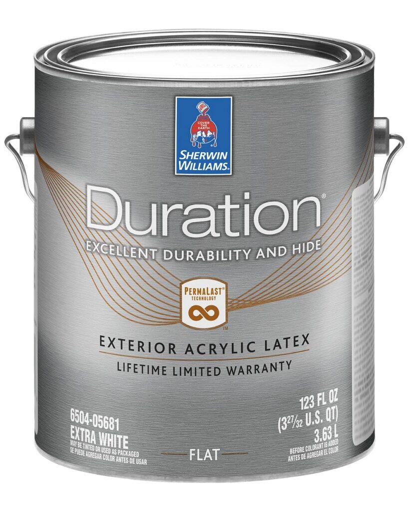 A can of Duration exterior paint, an acrylic-latex paint offered by Sherwin-Williams