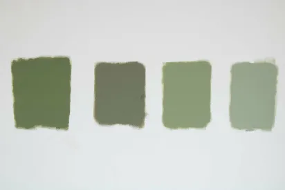 four different types of green paints