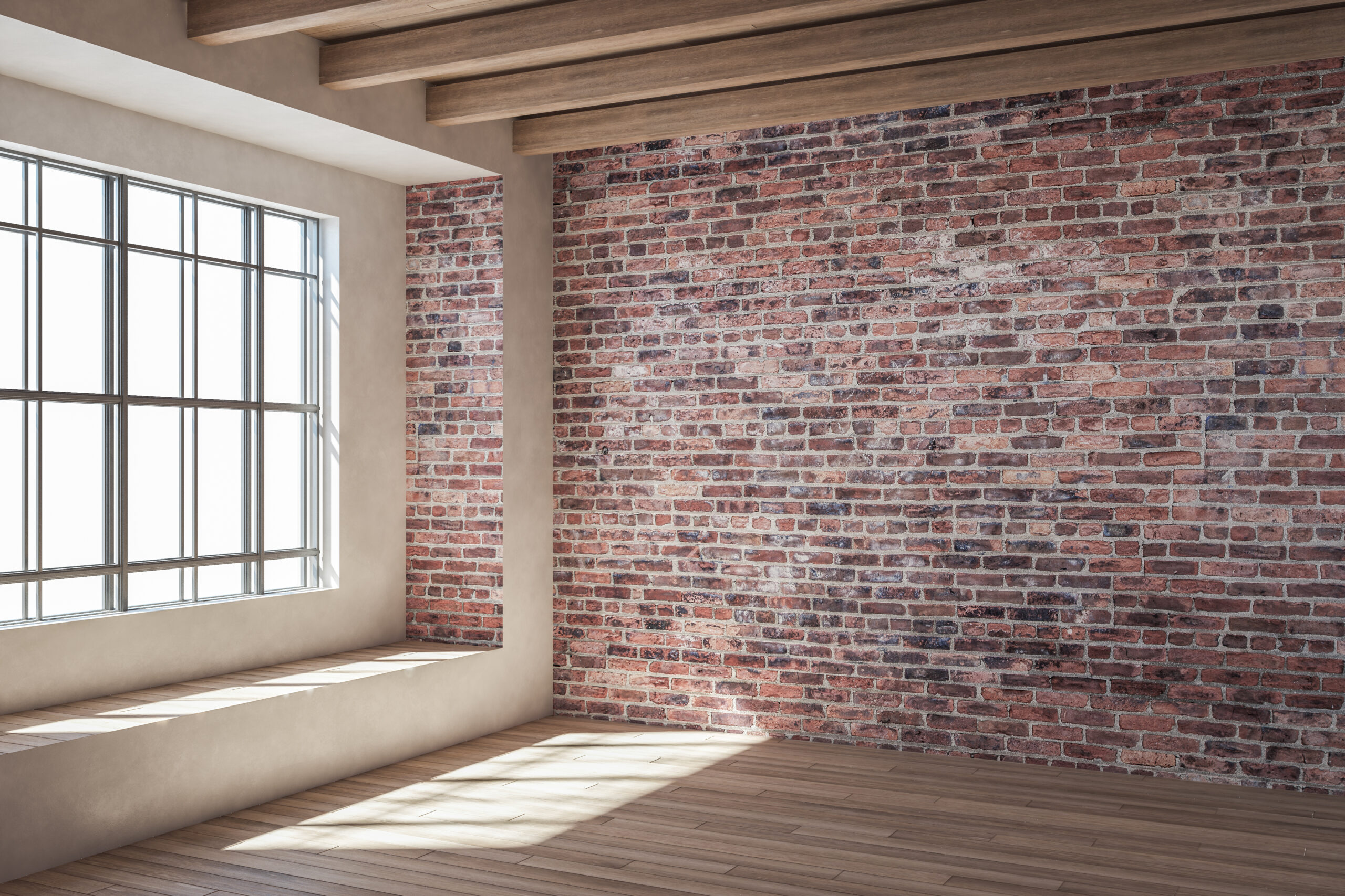An interior brick wall